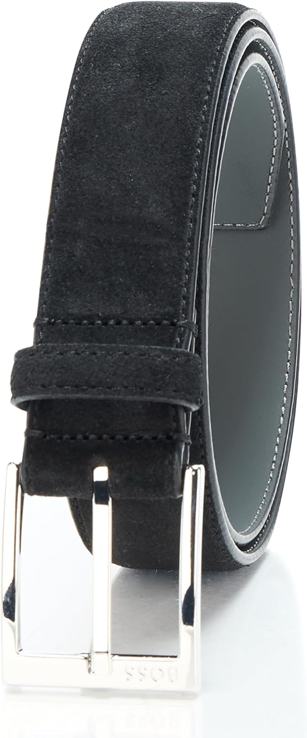 

BOSS мужской ремень Elloy из замши и кожи, Black Gloss