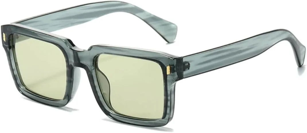 

Модные солнцезащитные очки в ретро-оправе для женщин и мужчин, прямоугольные солнцезащитные очки унисекс, очки с защитой от УФ-излучения UV400 VVTWSSW, Green Green