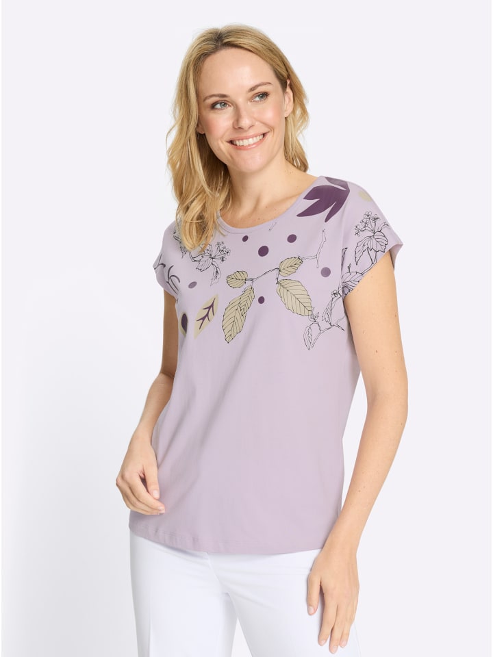 

Рубашка с круглым вырезом с сиренево-виноградным принтом Sieh an!