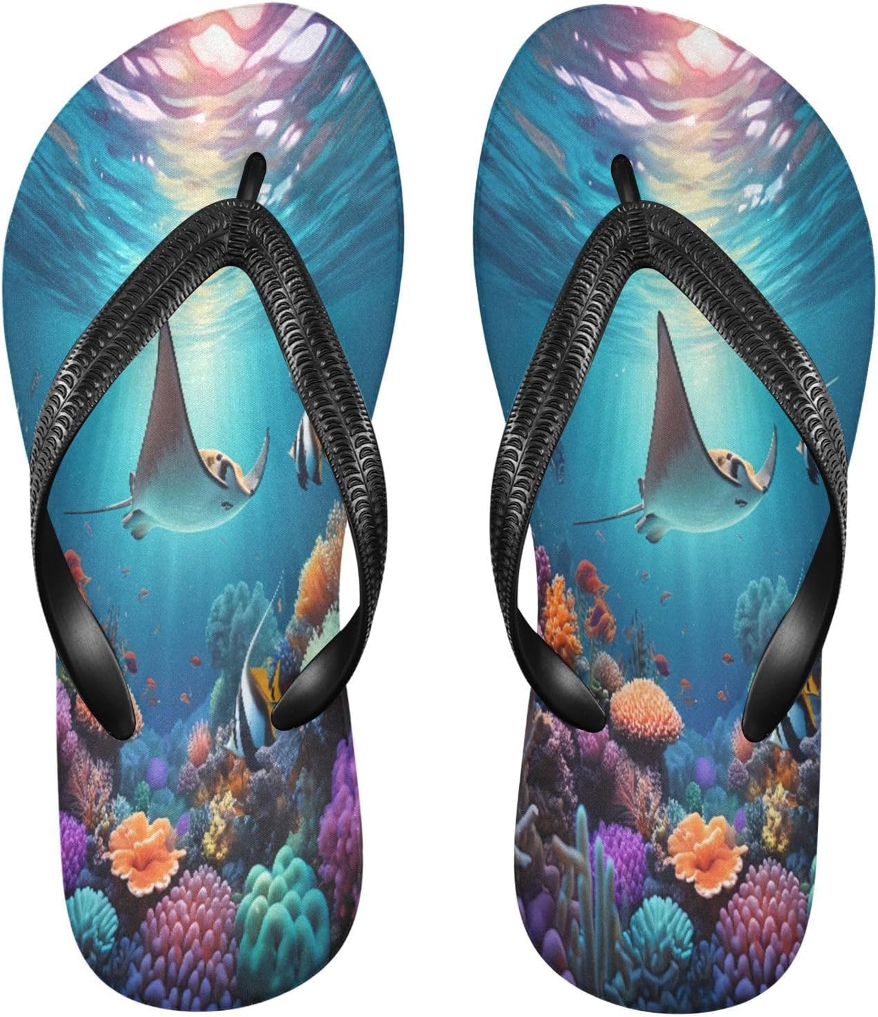 

Вьетнамки Manta Ray кораллово-бирюзовые для пляжа, душа, резиновые нескользящие летние сандалии для женщин и мужчин Sinestour