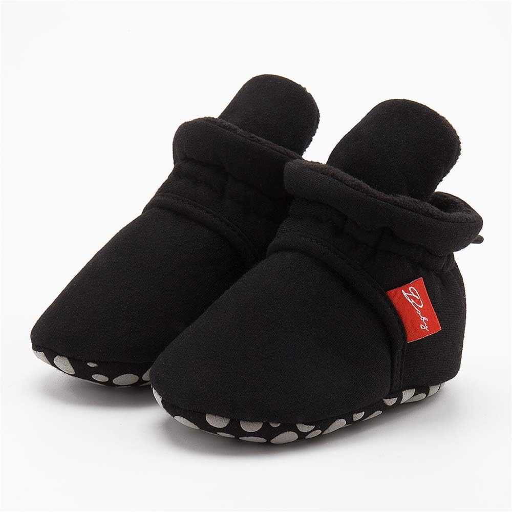 HsdsBebe Унисекс Новорожденные Детские Хлопковые Пинетки с Нескользящей Подошвой для Малышей Мальчиков и Девочек Зимние Теплые Флисовые Носочки-Обувь, D/Rope Black — фото 3