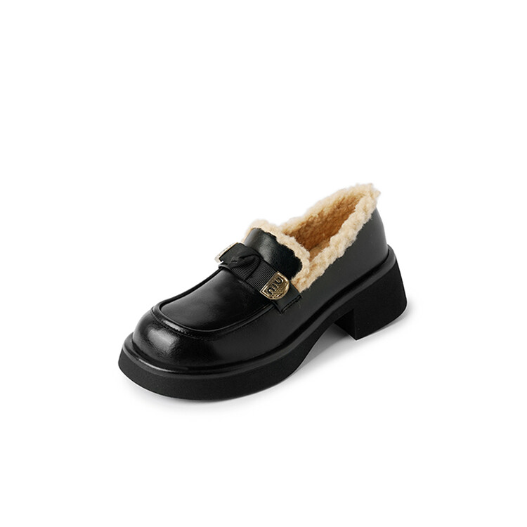 

Лоферы женские с низким верхом Quicheshoes, цвет Black Fleece-Lined