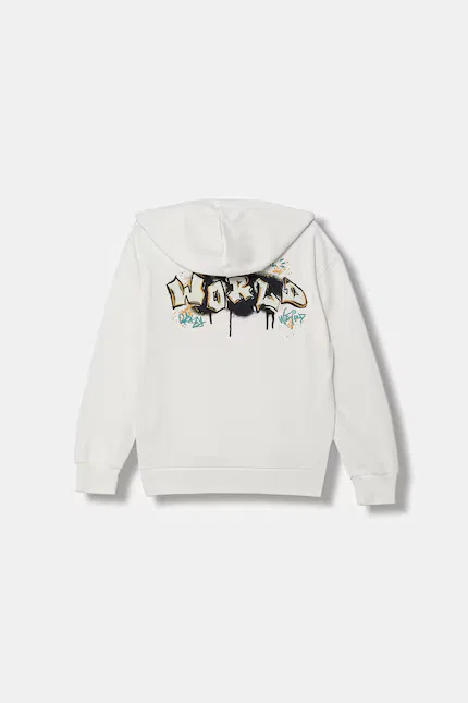 Кофта детская на молнии с капюшоном United Colors of Benetton, бежевый — фото 2