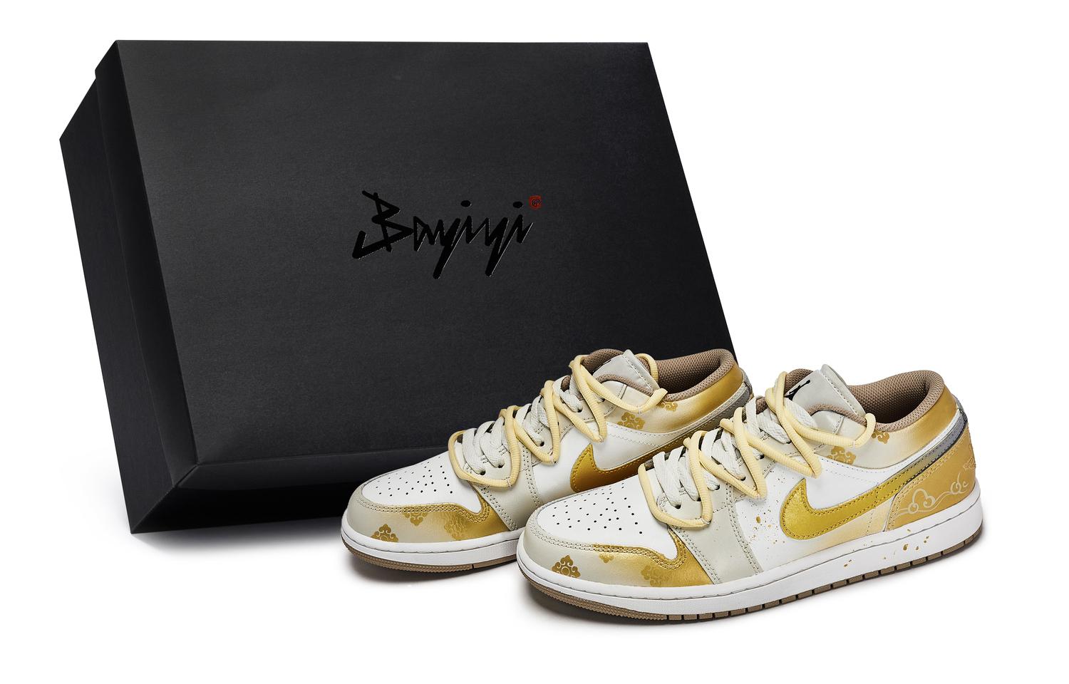 

Jordan Винтажные баскетбольные кроссовки Air 1 мужские низкие белые с золотым