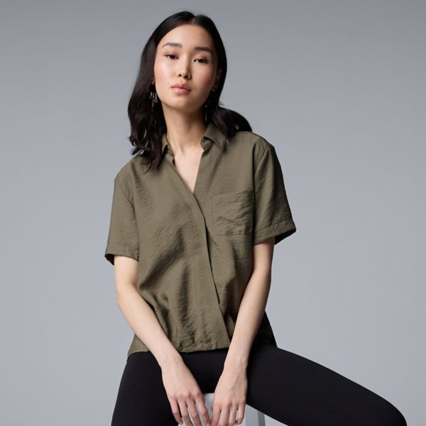 

Женский топ с запахом и струящимся силуэтом Simply Vera Vera Wang, цвет olive tapenade
