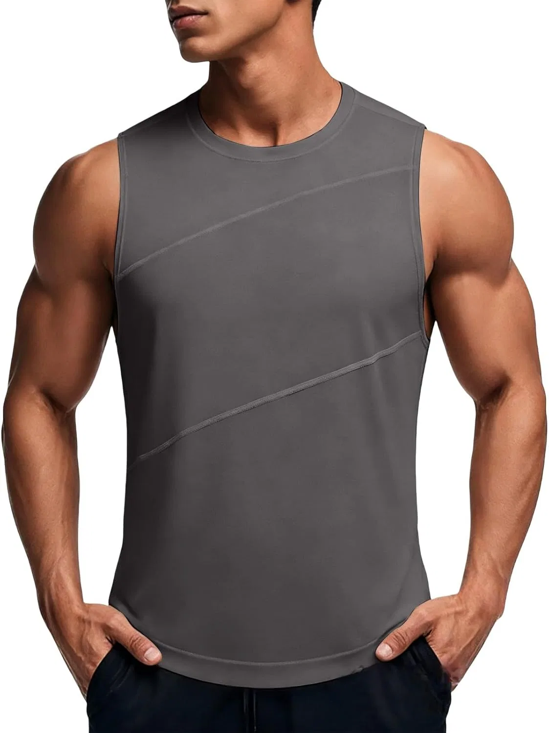 Мужская майка стретч Ice Silk, быстросохнущая, Dark Gray — фото 3
