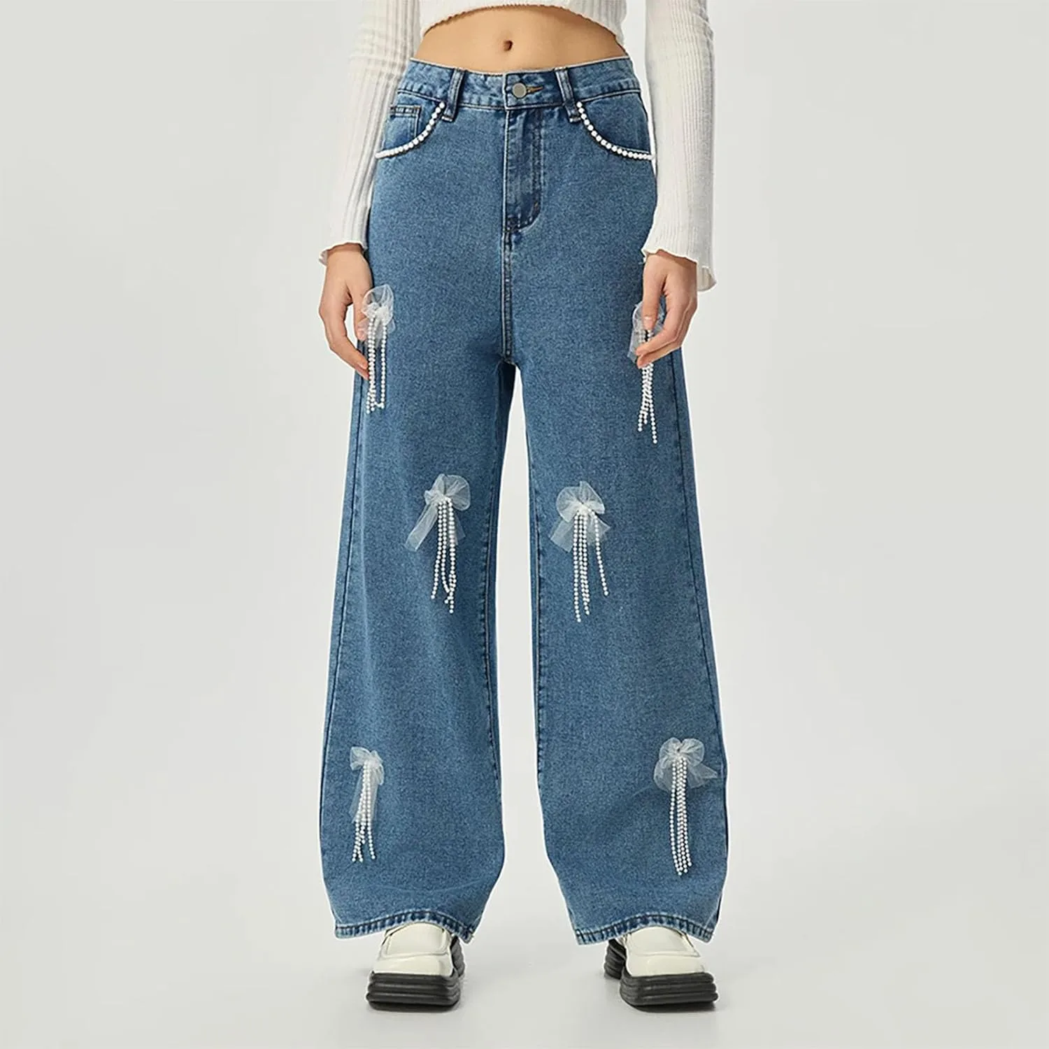 Джинсы женские High Waist Straight Wide Leg — фото 2