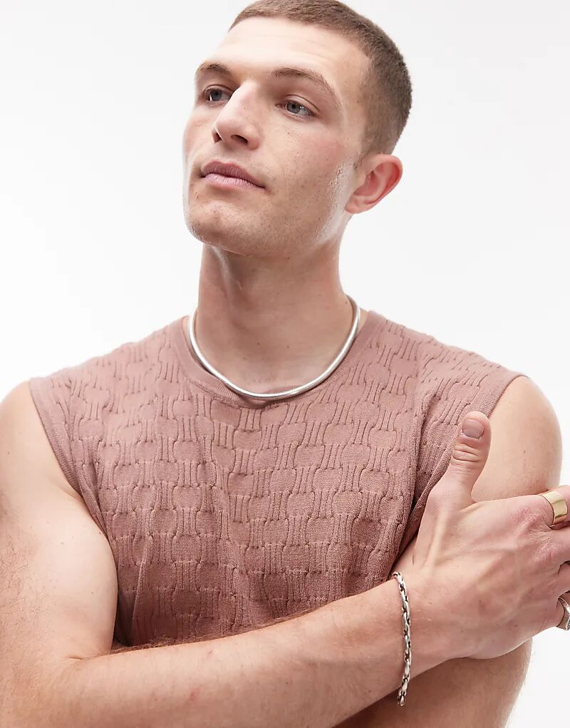 

Майка Topman из плетеной ткани в цвете «корзина»