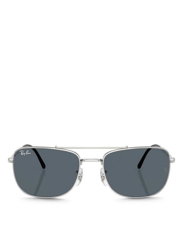 

Прямоугольные солнцезащитные очки, 59 мм Ray-Ban, серебряный