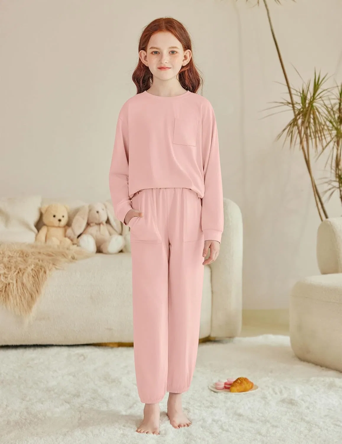 Детский костюм из толстовки и спортивных штанов Arshiner, Light Pink — фото 3
