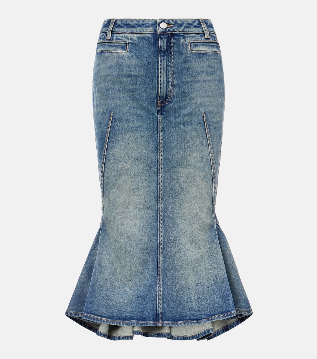 

Джинсовая юбка миди McQueen, Indigo Stonewashed