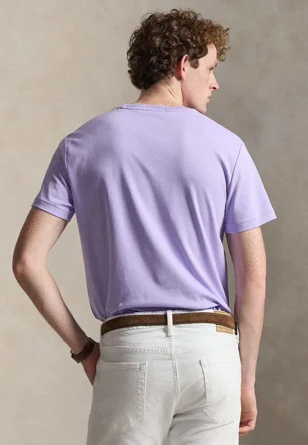 Футболка Polo Ralph Lauren Custom Slim Fit Soft Cotton Basic, пудрово-фиолетовый — фото 3