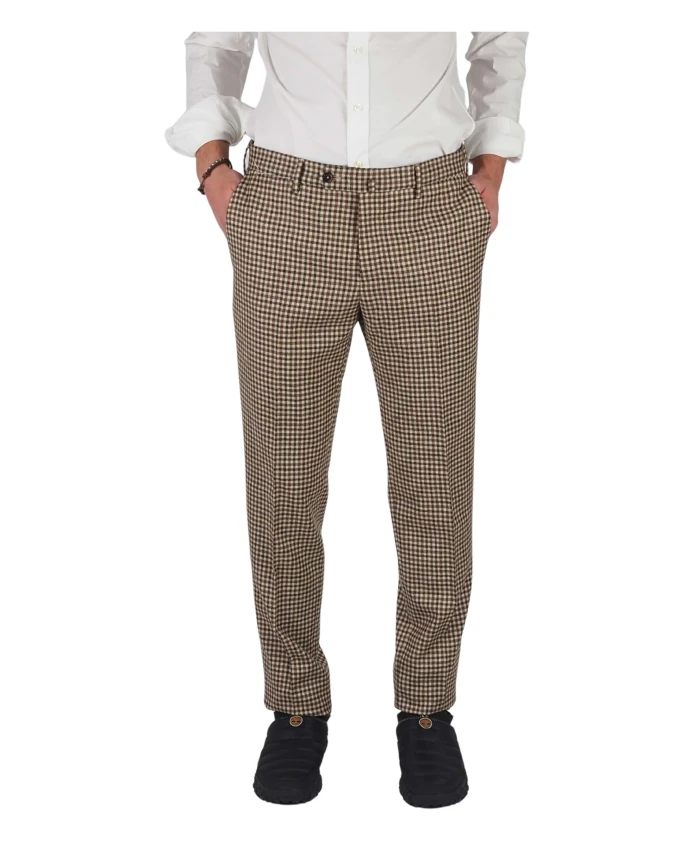 

Зимние клетчатые брюки, зауженный крой Pt Torino, коричневый