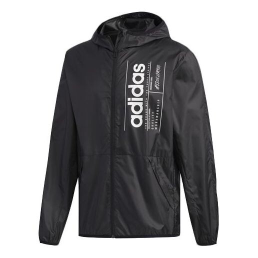 

Куртка adidas neo Alphabet Printing Training Sports Hooded Jacket Black, черный