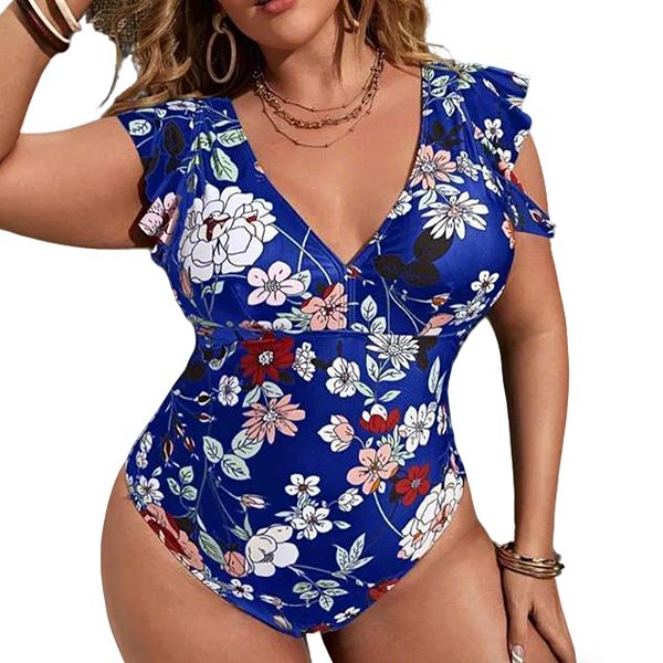 

Женский купальник бикини plus size slim fit с принтом и рукавами-рюшами Clearflower, Blue, Синий, Женский купальник бикини plus size slim fit с принтом и рукавами-рюшами Clearflower, Blue