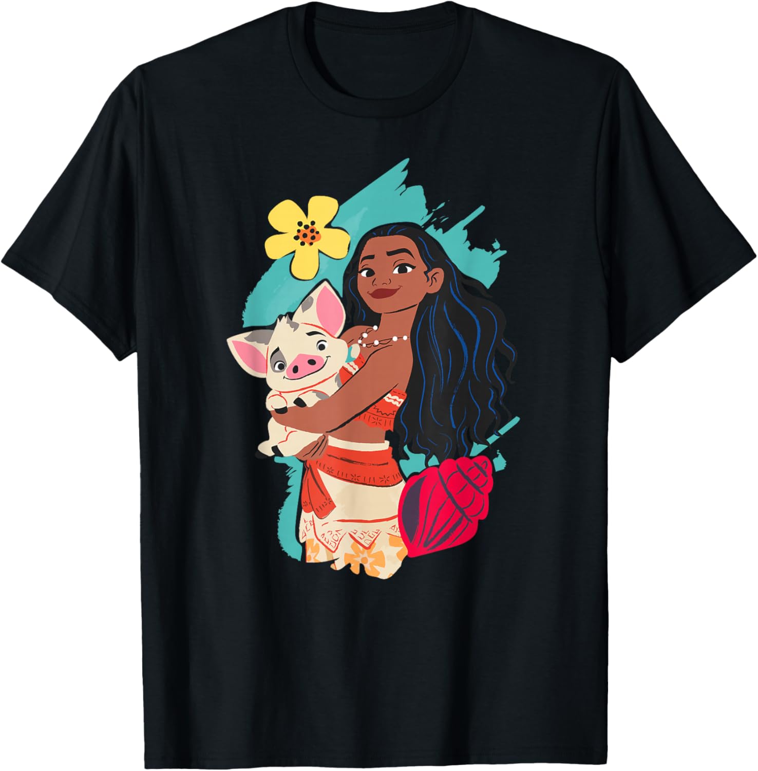 

Футболка с изображением принцесс Диснея Моаны и Пуа, черная Disney