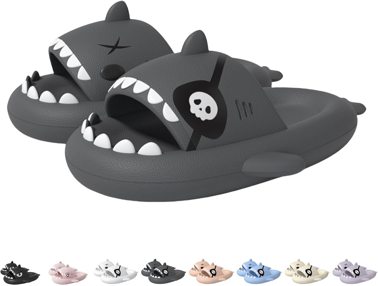 

Шлепанцы с пиратской акулой, шлепанцы с большой глазами, летние противоскользящие шлепанцы «Облако-акула», унисекс для дома и улицы Generic, серый