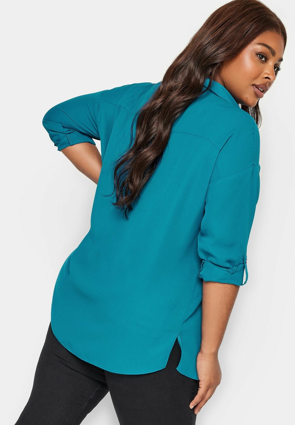 

Блузка Half Placket Collared Yours Clothing, бирюзовый