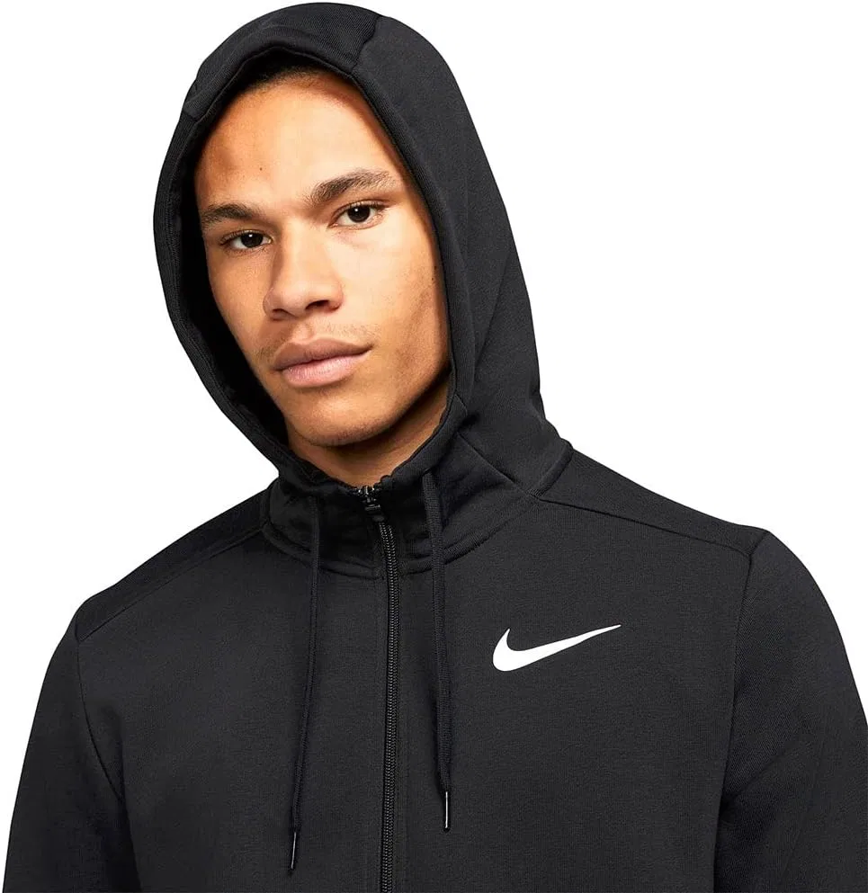Толстовка Nike M NK DF Hdie Fz FL с капюшоном мужская, черно-белый — фото 4