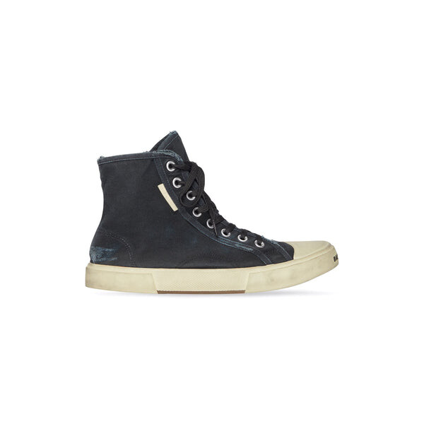 Кроссовки paris high top sneakers 'black destroyed denim and white rubber' Balenciaga, синий — фото 2