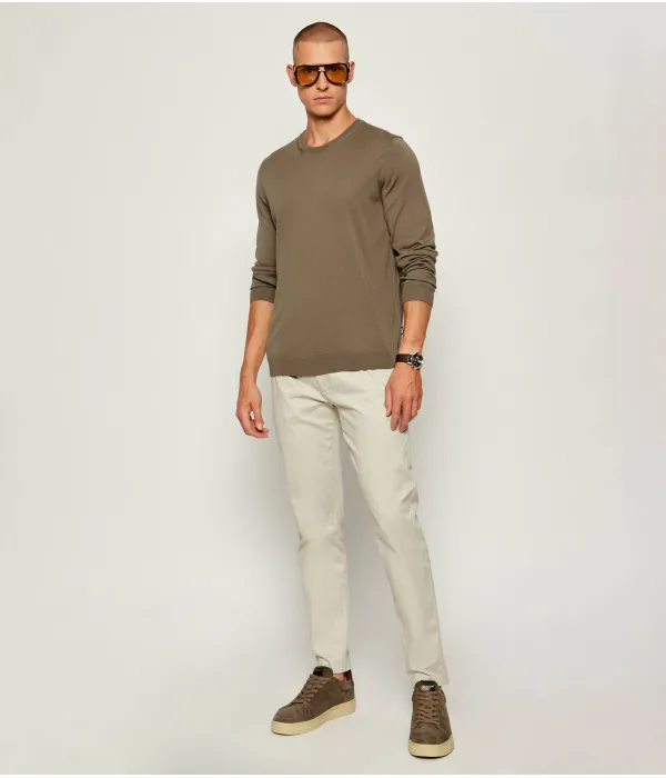 Шерстяной свитер с перевивочным переплетением Slim fit Boss, зеленый — фото 2