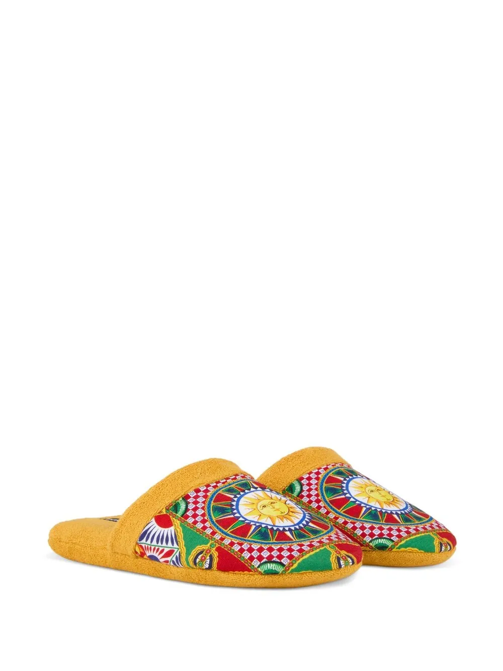 Махровые слиперы с абстрактным принтом DOLCE & GABBANA, желтый — фото 2