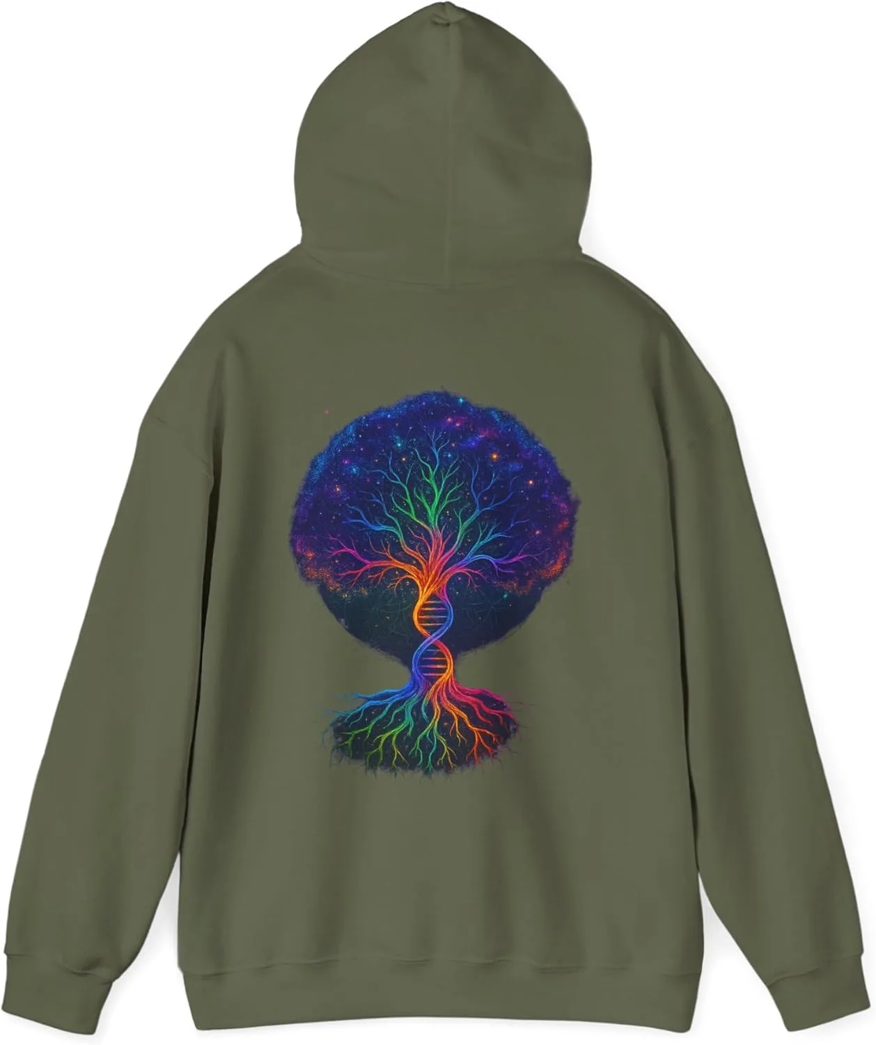 Худи DNA of the Stars | Свитшот Cosmic Tree of Life | Пуловер Galaxy Spiritual | Худи унисекс для фестивалей и психоделических развлечений GENERIC, зеленый — фото 3