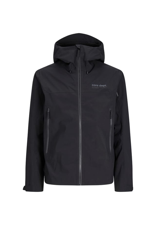 

Куртка из софтшелла с капюшоном на молнии и карманами на молнии Jack & Jones, черный