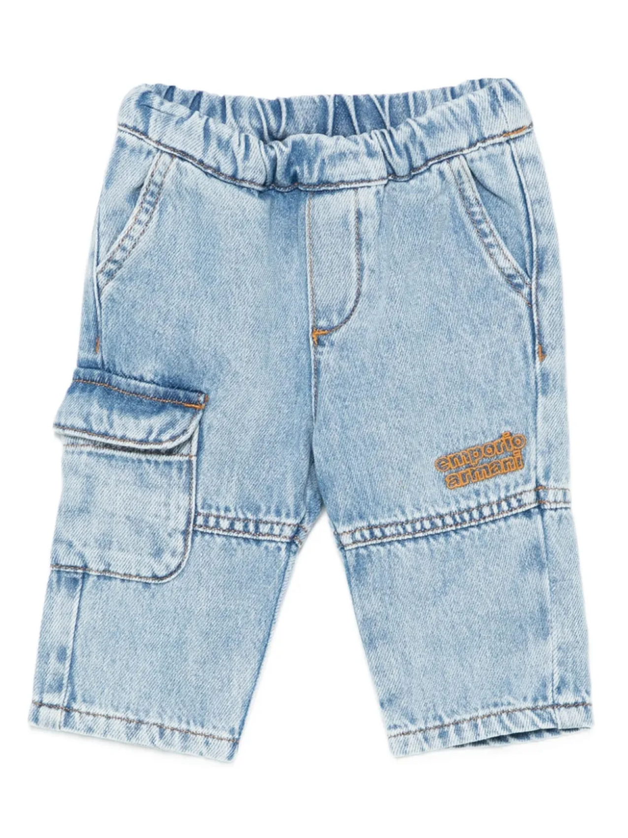 

Брюки-карго с вышитым логотипом Emporio Armani Kids, синий