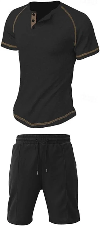 Мужской спортивный костюм с футболкой и штанами, Polyester, черный — фото 3