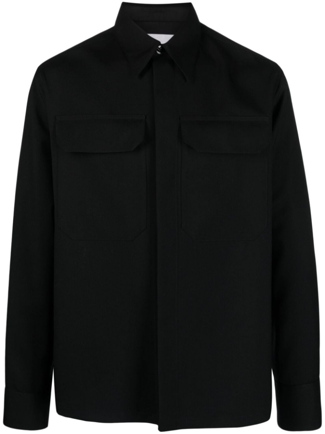

Jil Sander габардиновая рубашка с заостренным воротником, черный