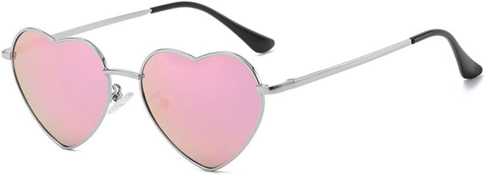 

Модные солнцезащитные очки в форме сердца для женщин, ретро-оправа из металла, разноцветные солнцезащитные очки, очаровательные винтажные очки TYUVIVO, Silver-mirrored Pink