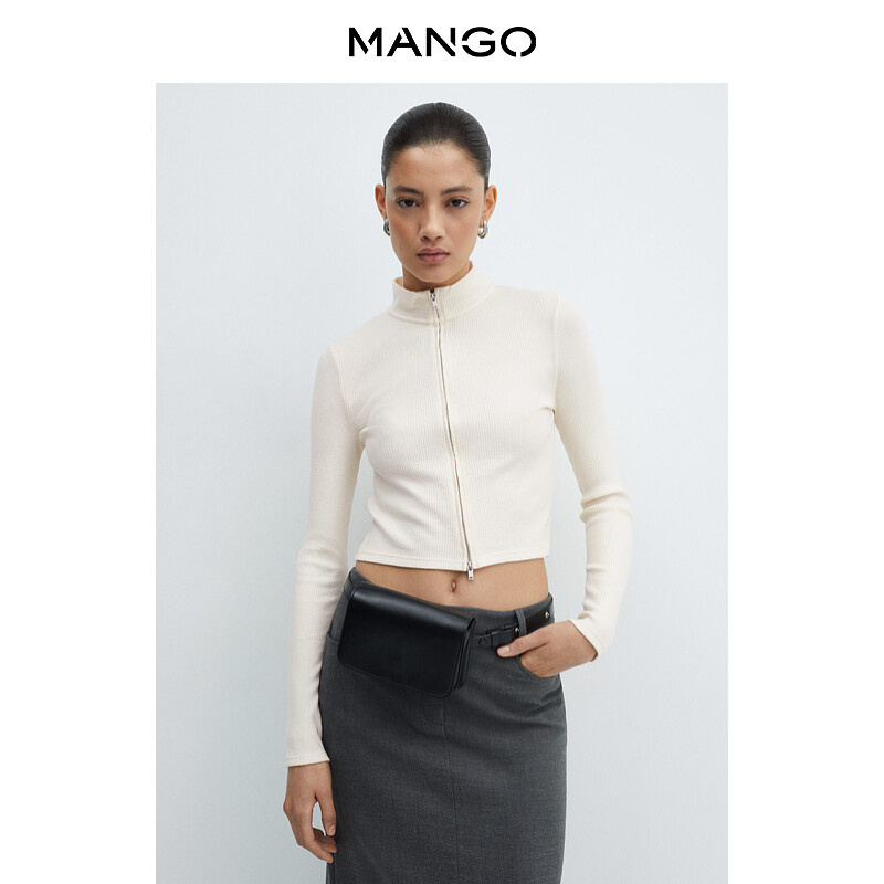 

Женский вязаный кардиган Mango с высоким воротником, синий