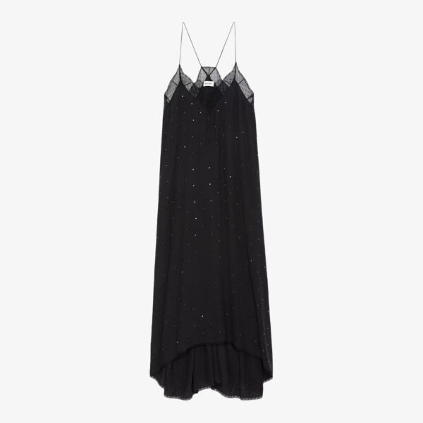 

Платье макси из ткани Risty, украшенное стразами Zadig&Voltaire, серый