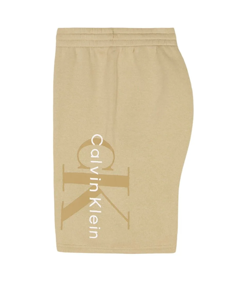 Детские шорты CK Graphic Knit Pull-On Shorts (размер 8-20) из трикотажа с графическим принтом Calvin Klein, белый pepper — фото 3