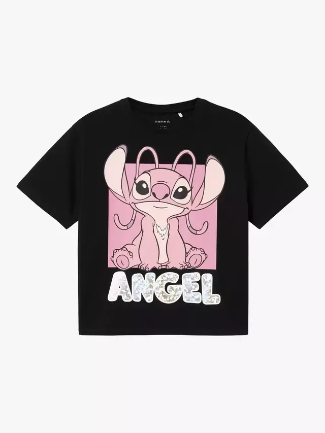 Детская футболка с коротким рукавом Disney Stitch, черная NAME IT