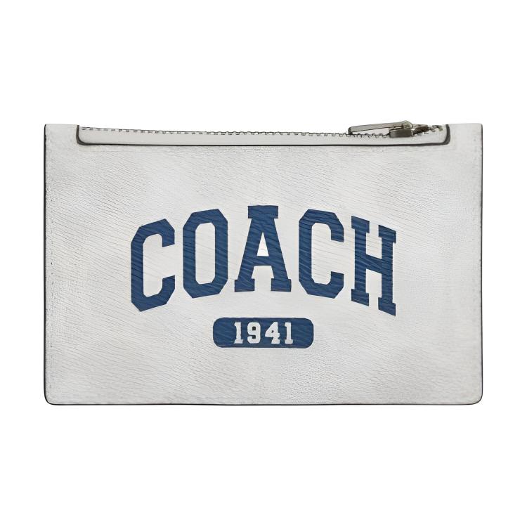 

COACH Мини-визитница из искусственной кожи унисекс мелово-белая и тёмно-синяя, Chalk White & Dark Blue