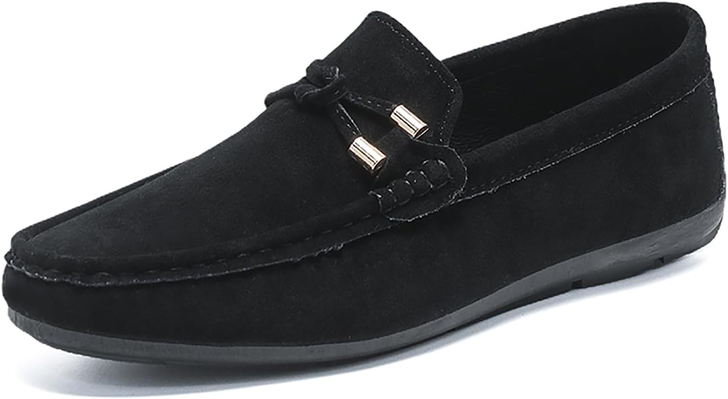 

Мужские замшевые пенни-лоферы, модные с ремешками, удобные, без шнурков, с круглым носком, плоские мокасины, легкие, повседневные, для прогулок, вождения и выхода Egebs, черный