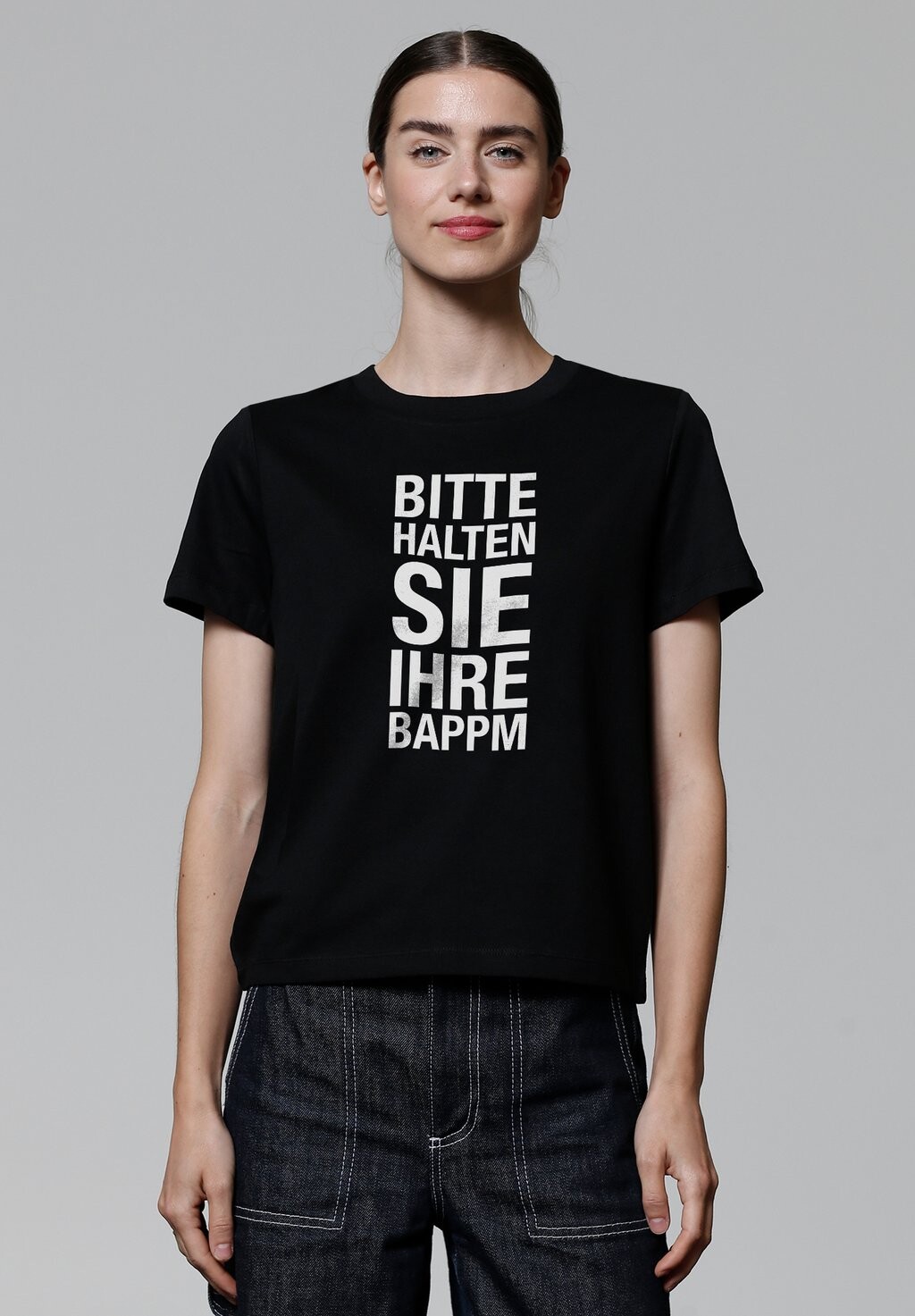 

Футболка с принтом BITTE HALTEN SIE IHRE BAPPM watapparel, черный