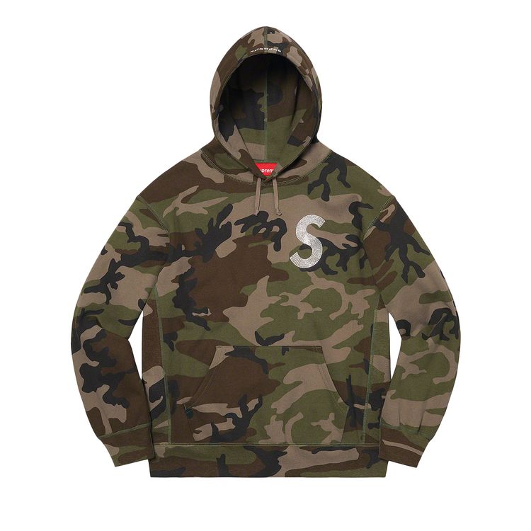 

Толстовка Supreme x Swarovski S Logo Hooded Sweatshirt Woodland Camo, разноцветный