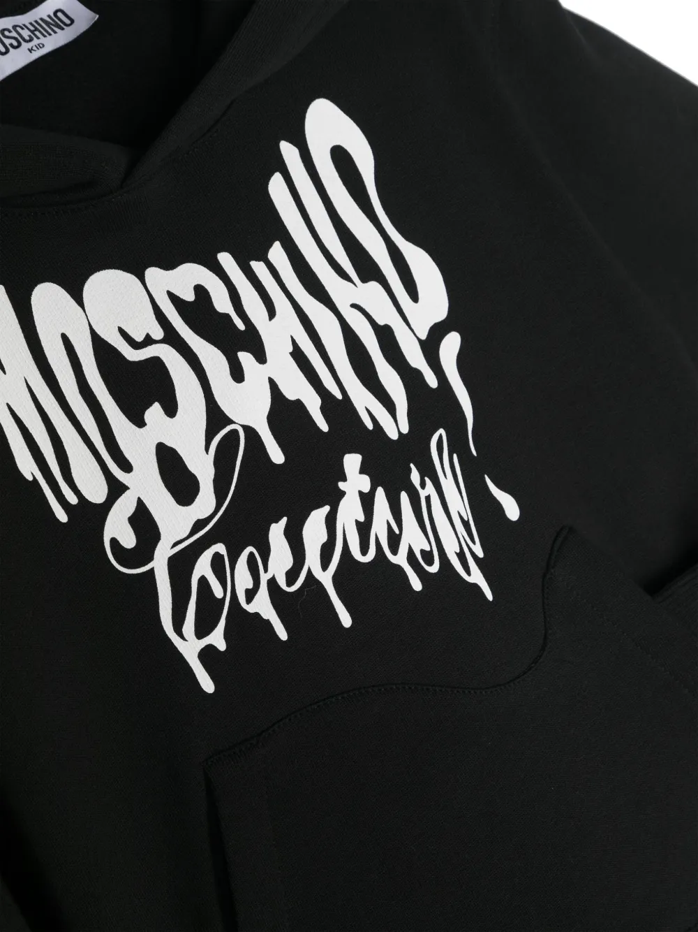 Худи асимметричного кроя с логотипом Moschino Kids, черный — фото 3