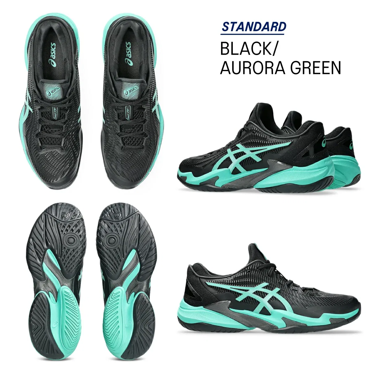 Мужские теннисные кроссовки «Court FF 3» от ASICS, Black/Aurora Green — фото 3