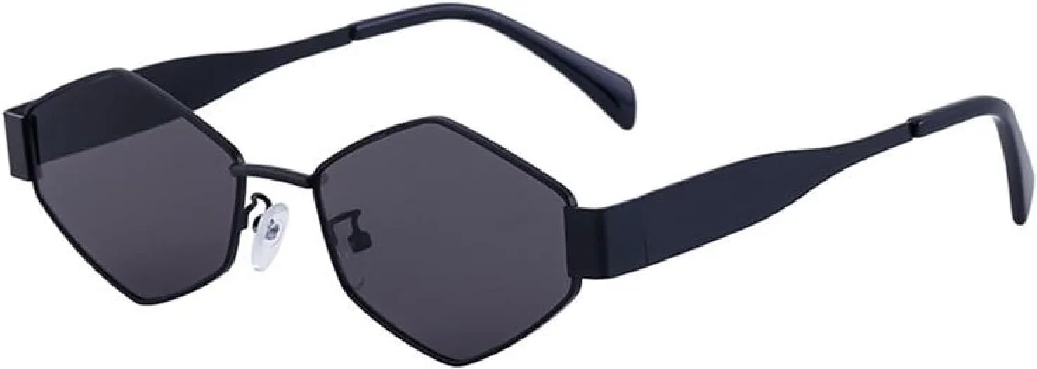 

Женские солнцезащитные очки в стиле шестиугольник-панк, роскошная винтажная металлическая оправа, стимпанк, уникальный многоугольный дизайн TVTBBVV, C1blackgray