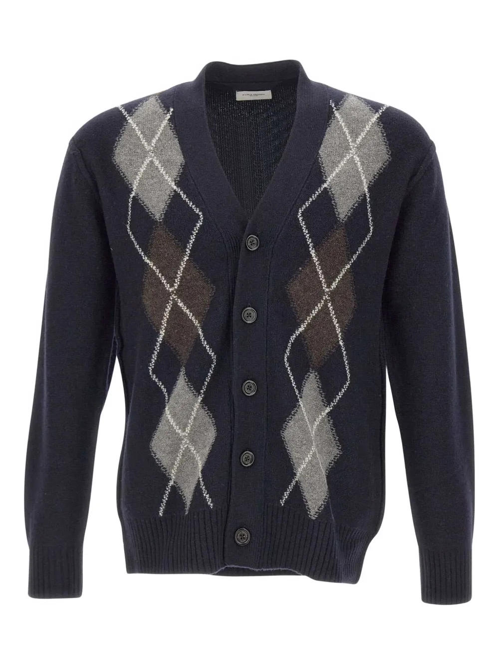 

Шерстяной кардиган с геометричным узором Paolo Pecora, синий