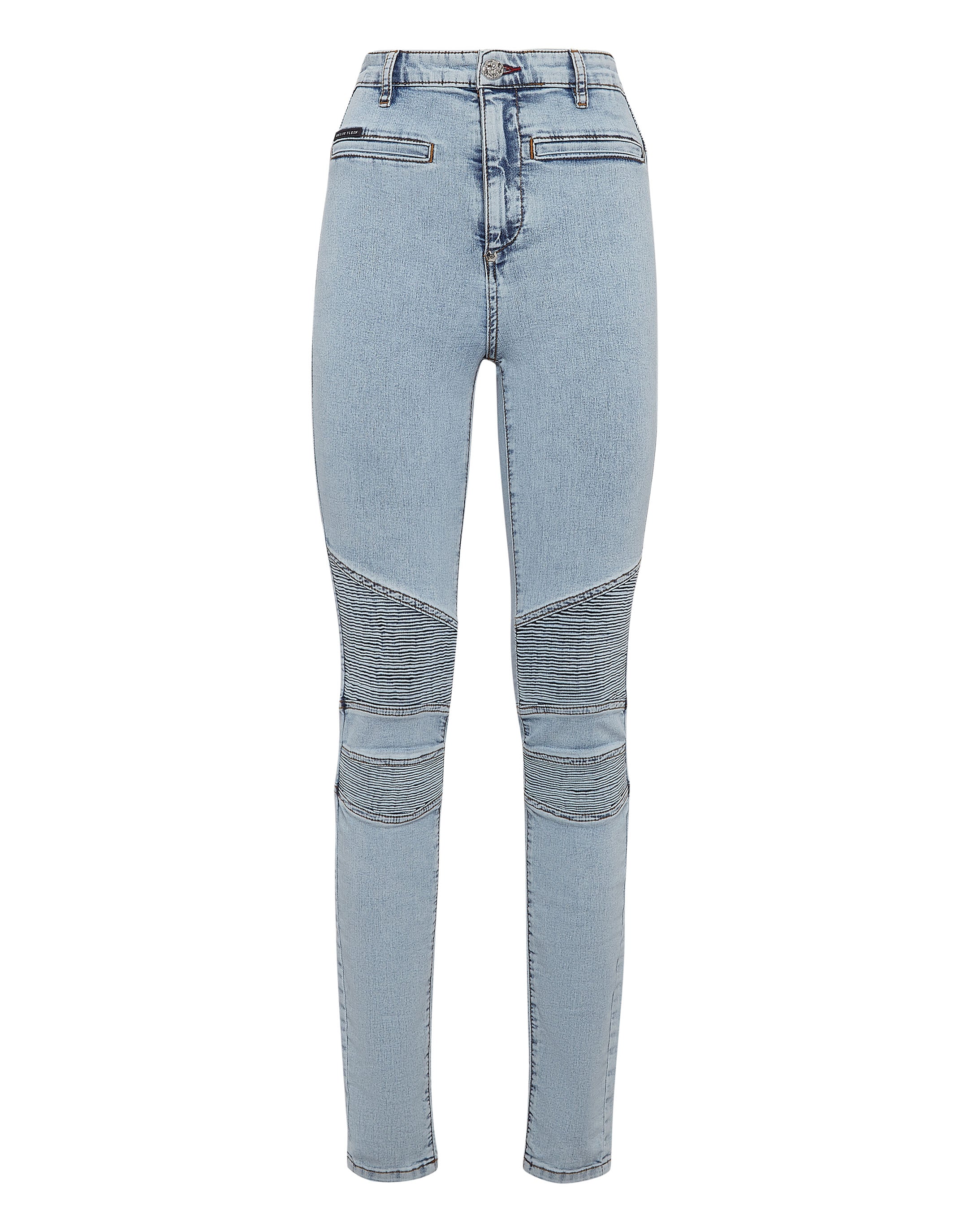 

Джинсовые байкерские брюки с высокой талией Iconic Plein PHILIPP PLEIN, цвет ice frost