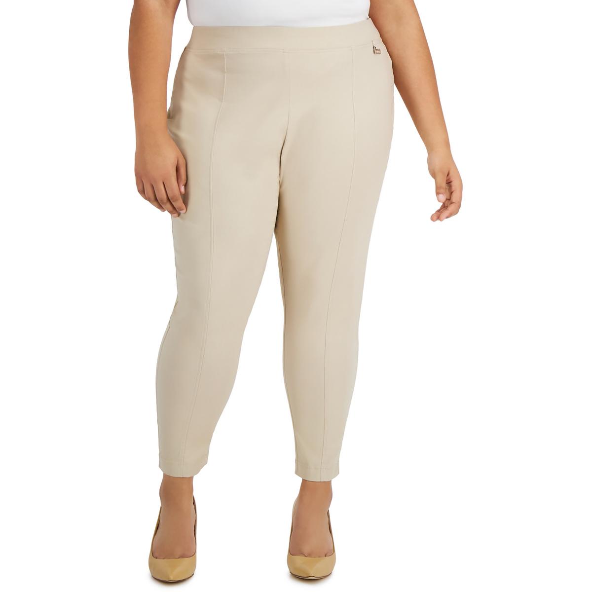 

Женские узкие брюки с высокой талией и логотипом Plus Calvin Klein, цвет latte