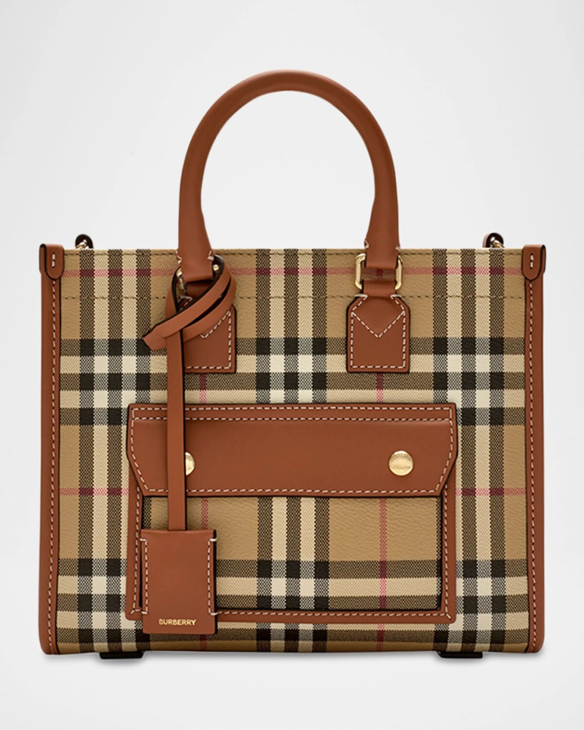 

Клетчатая большая сумка Freya Burberry, цвет Vintage Check Briar Brown