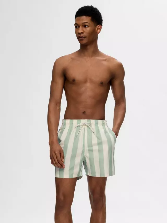 

Шорты для плавания SELECTED HOMME Stripe, цвет bok/choy/egret