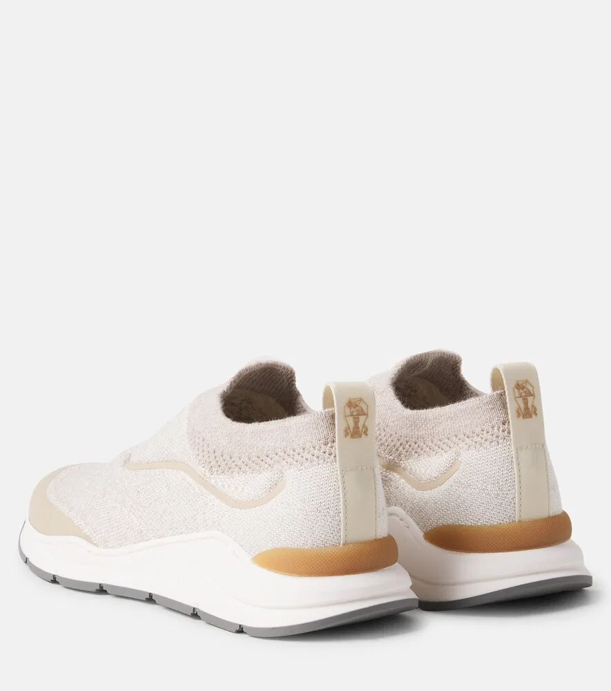 Вязаные слипоны с логотипом Brunello Cucinelli Kids, бежевый — фото 3
