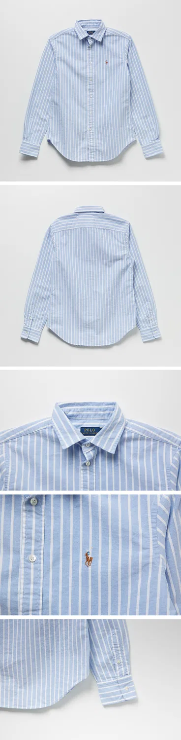Женская оксфордская рубашка Classic Fit белая/синяя от Polo Ralph Lauren — фото 3